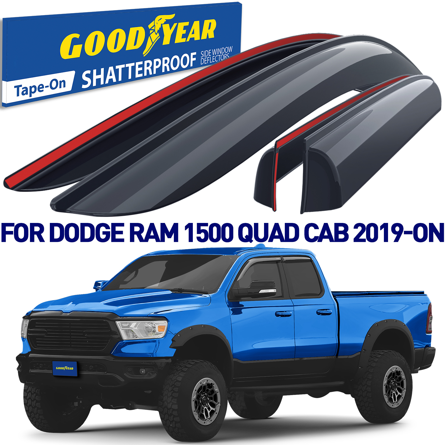 Goodyear Shatterproof Side Window Deflectors for Ram 1500 2019