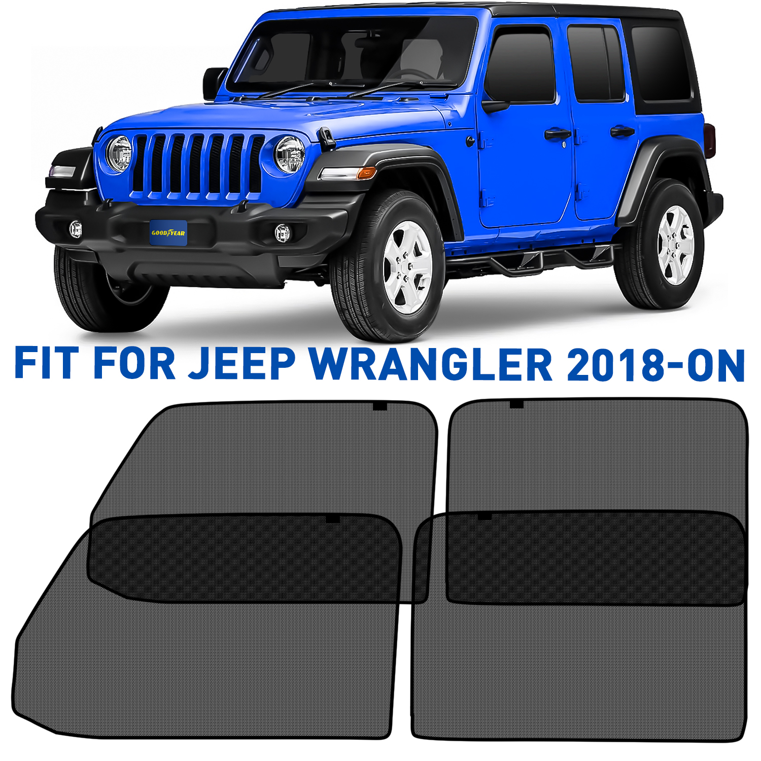 Goodyear Magnetic Car Window Sunshade For Jeep Wrangler JL 2018-2022,  4pcs., Fits Front and Back Glass, Block Sun Rays, Side Window Shade, Sunshade  Protector, Car Shades For Side Windows - GY004801 - SparkLines