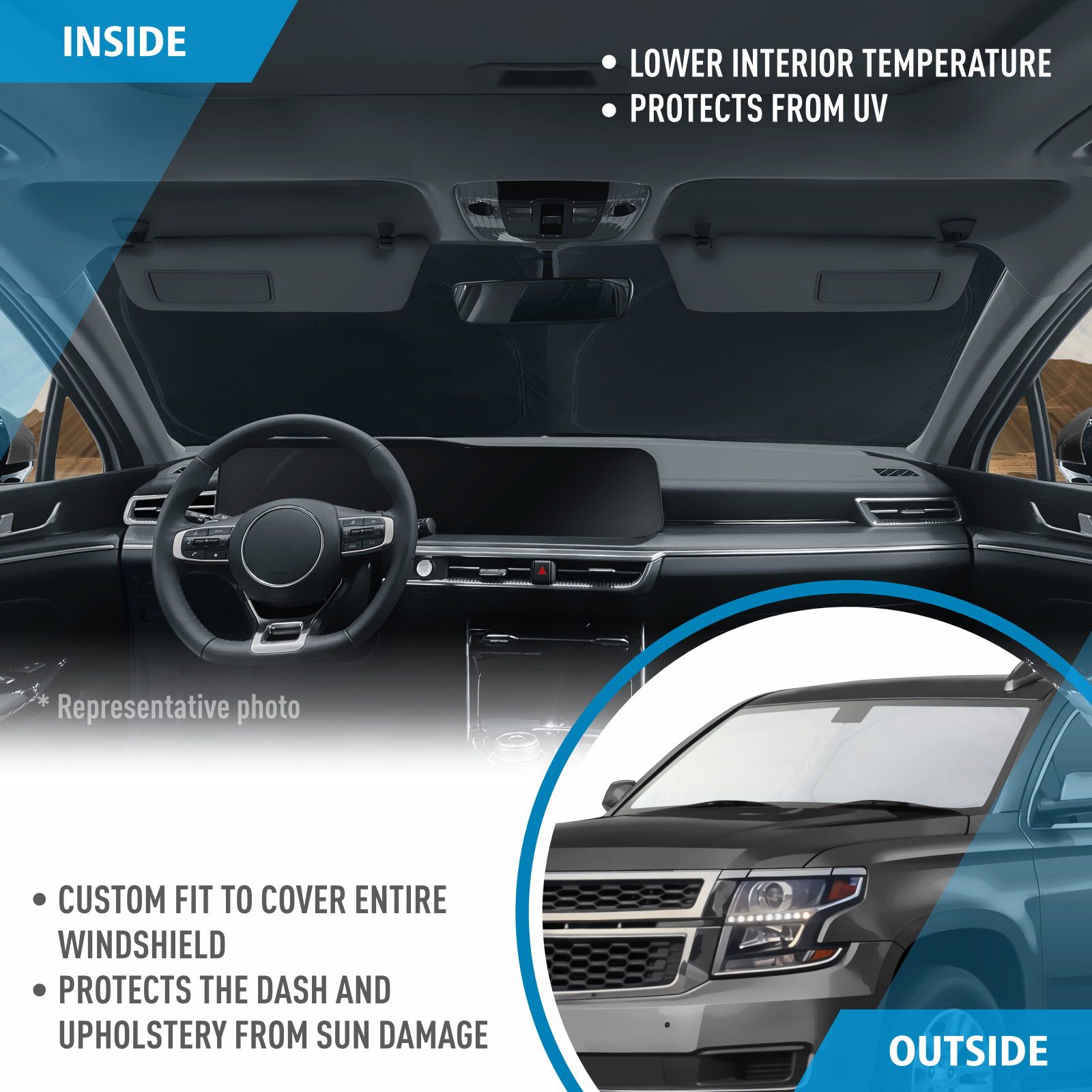 Tahoe Windshield Sun Shade (15-20 Tahoe) - Free Shipping